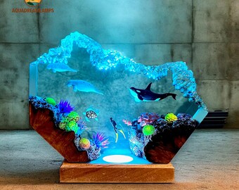 ヒラメ 置物 約40cm リアル魚 オブジェ 海鮮 インテリア ディスプレイ Manatee Resin Lamp, Orca Night Light, Ocean Diorama Table Lamp