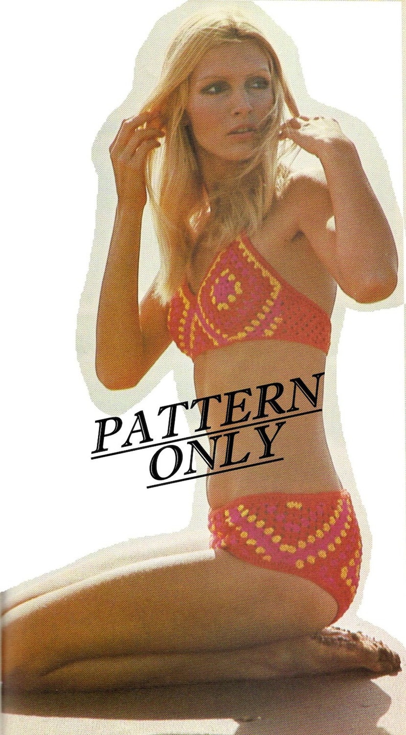 Crochet pattern bikini granny squares digital PDF download image 1