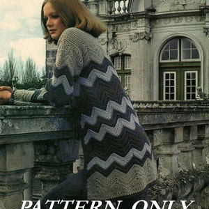 Instant download crochet pattern - women&#39;s chevron, ripple crochet jacket - pdf pattern