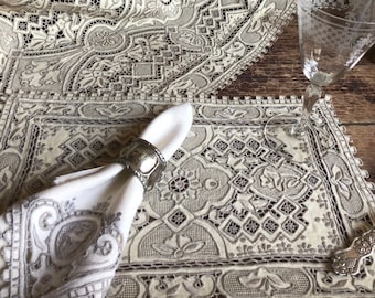 Vintage Chinese Chee Foo Wedding Linen Service for 8, "The Great Wall" Pattern, Exquisite Hand Embroidery, Runner, Placemats & Napkins