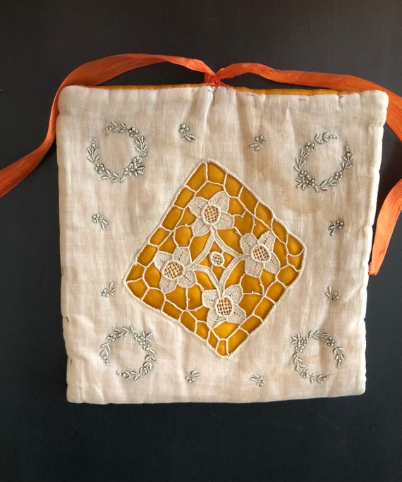 Antique Handkerchief Case, Swiss Appenzell Embroid