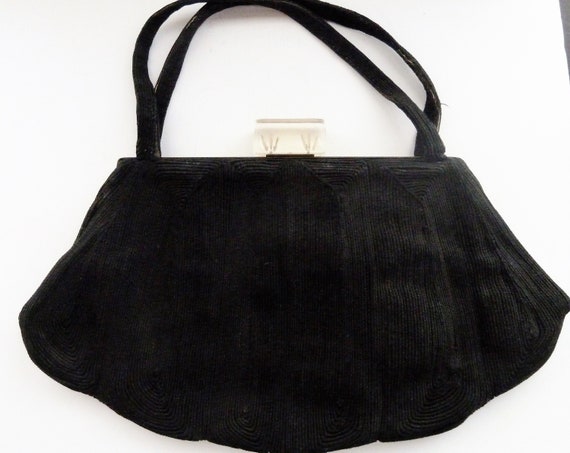 40s Corde Handbag, Vintage Fashion, Lucite Clasp, - image 1
