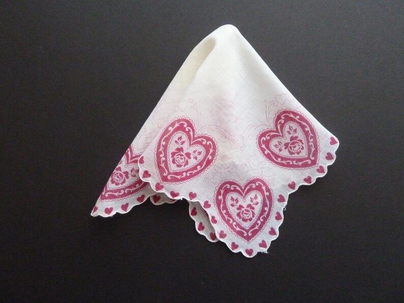 Valentine Gift Swiss Hankie Hearts Handkerchief Bridal Cupids Sweethearts