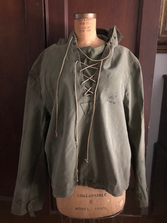 WWII USN Canvas Deck Jacket Hooded Pullover, WWII 