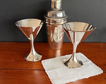 Gobelets à cocktail vintage coupes Gense Bernadotte en argent, paire en boîte