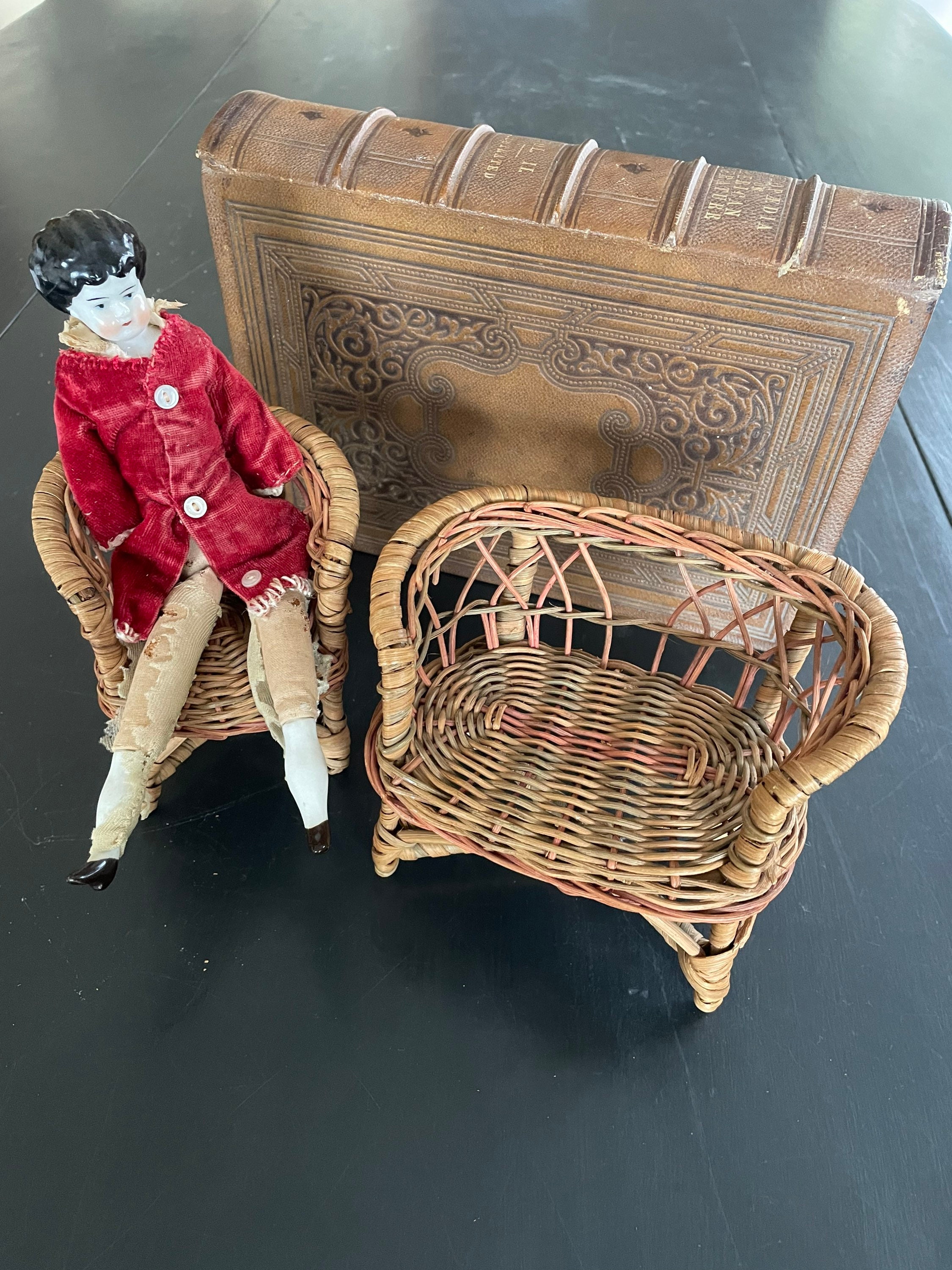 Vintage German Doll Furniture, Toy Wicker Chair and Settee Etsy