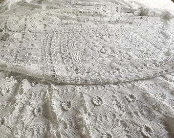 Antique Hand Crocheted Coverlet, Raised Popcorn Stitch Bedspread, Dimensional Floral Crochet, Heirloom Bed Cover