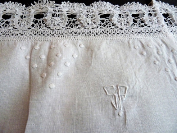 French Linen Cami, Antique Bodice, Monogram, Fine… - image 1