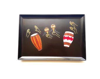 Mid Century Couroc Mariachi Tray: Hand-Inlaid Resin Bar Serving Dish