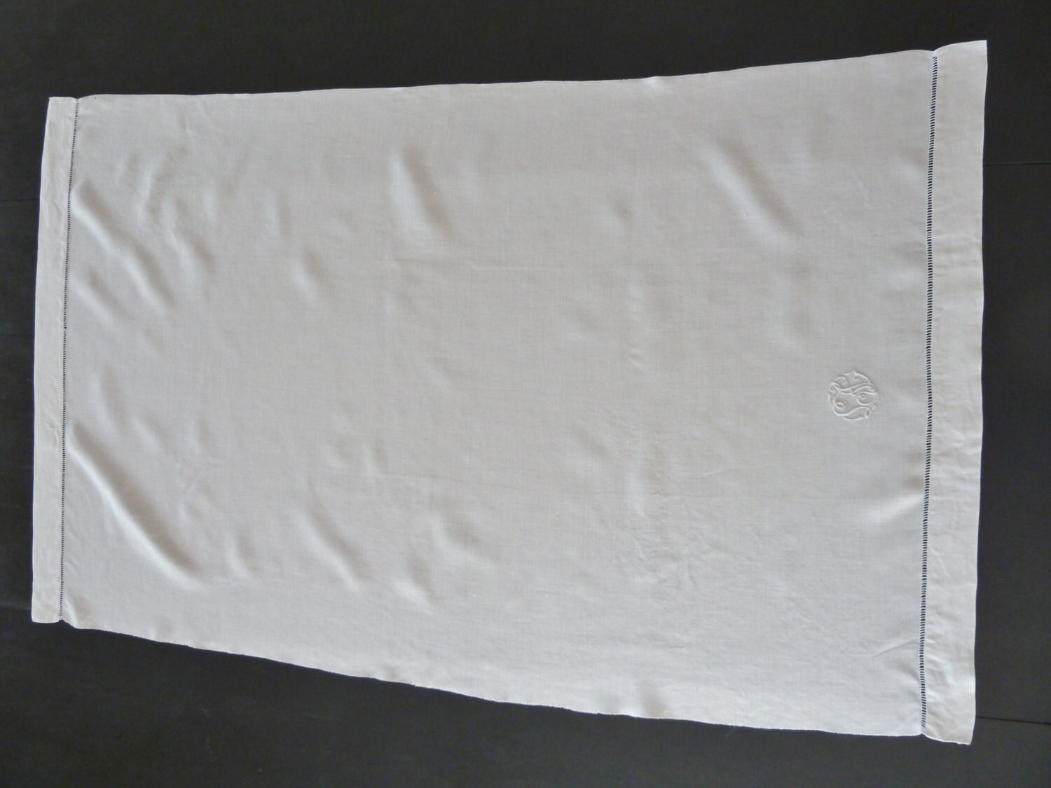 French Bath Towel Triple Monogram Fine French Linen Large Etsy