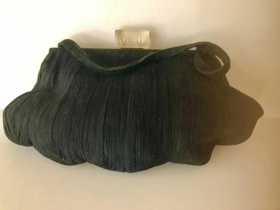 40s Corde Handbag, Vintage Fashion, Lucite Clasp, - image 2