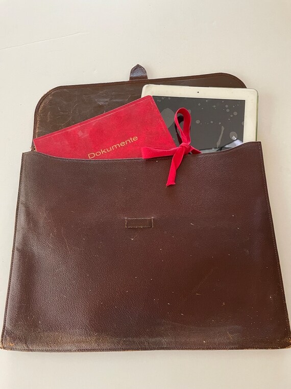Vintage Leather File Folder Document Case, Aged Itali… Gem