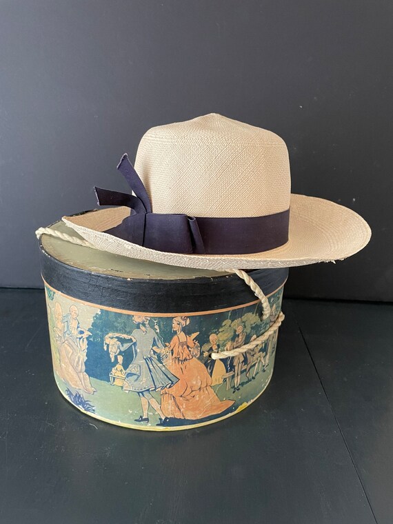 Ladies Vintage Panama Straw Hat, Hand Woven Optim… - image 2