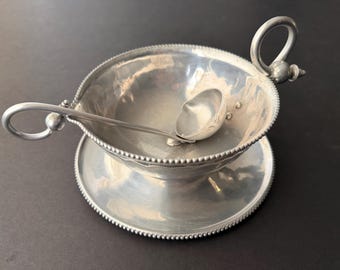 Vintage Buenilum Gravy Boat Ladle Hammered Aluminum Frederick Buehner Mid Century Modern
