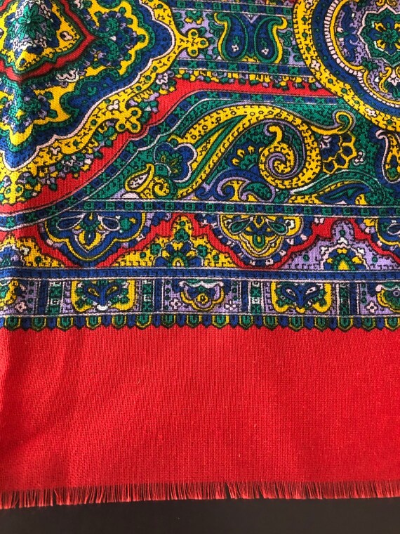 Vintage Challis Paisley Scarf Shawl, Vibrant Colo… - image 5