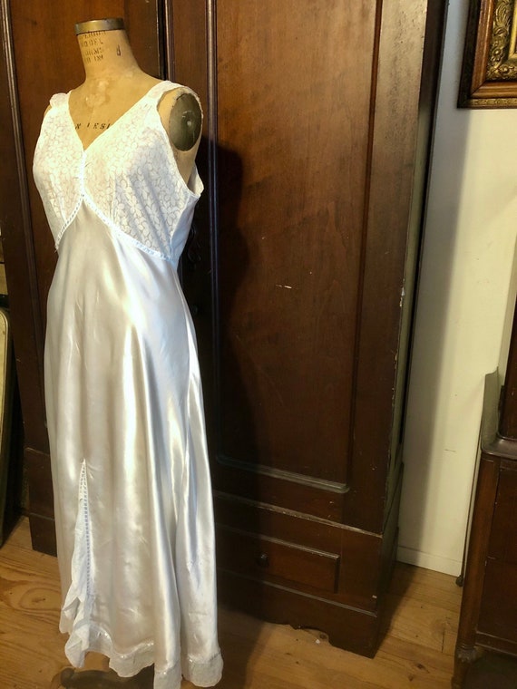 Lacy Satin Gown, Vintage Glamour, Powder Blue Sat… - image 2