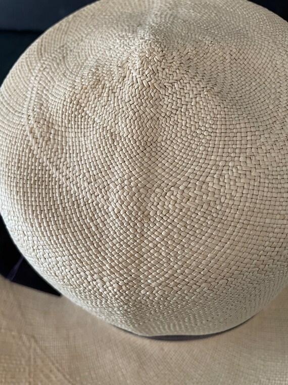 Ladies Vintage Panama Straw Hat, Hand Woven Optim… - image 3