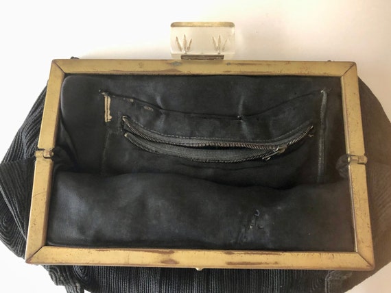 40s Corde Handbag, Vintage Fashion, Lucite Clasp, - image 5