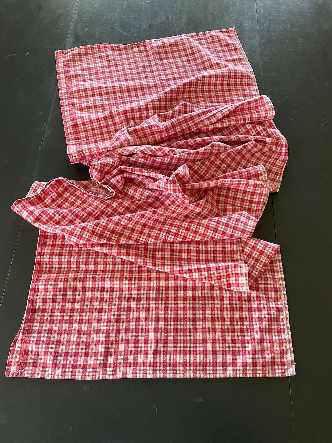 Rustic Farmhouse Runner Red and White Plaid Cottage Cabin Etsy