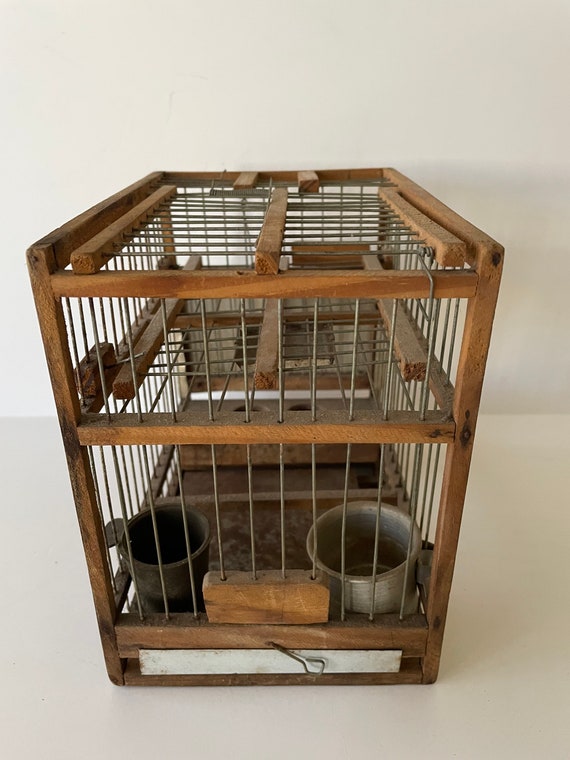 Jaula de trampa para canarios primitiva, jaula de pájaros de minero  antiguo, jaula de pájaros hecha a mano de madera y trampa -  España
