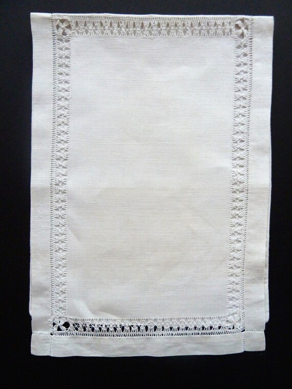 Linen Handkerchief Case, Needle Lace, Drawn Work … - image 2