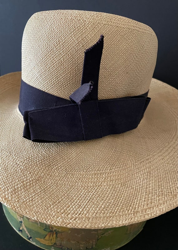 Ladies Vintage Panama Straw Hat, Hand Woven Optim… - image 7