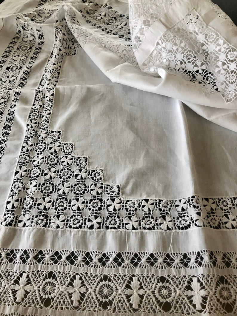 Trousseau Linens Fine Linen and Lace Tablecloth Tenerife Lace Wedding
