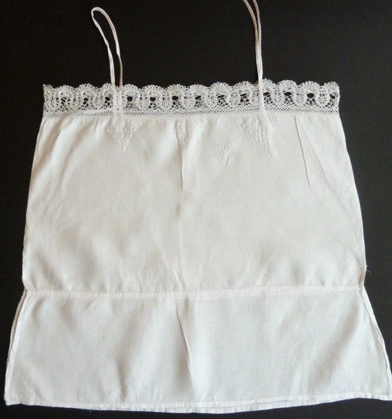 French Linen Cami, Antique Bodice, Monogram, Fine… - image 2