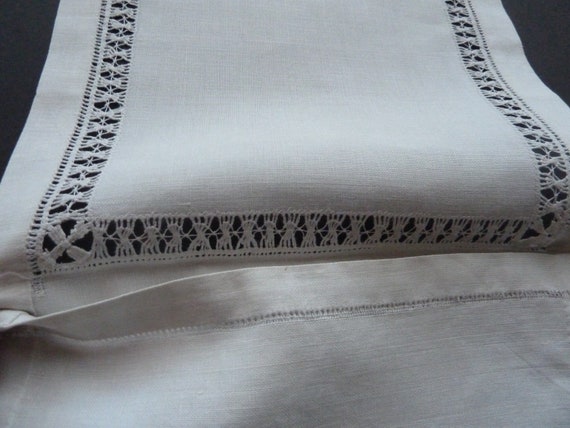 Linen Handkerchief Case, Needle Lace, Drawn Work … - image 5