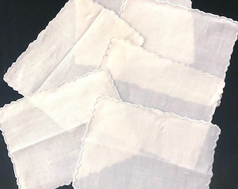 Serviettes cocktail en lin Madère, Linbro vintage New Old Stock, 1 lot de 6