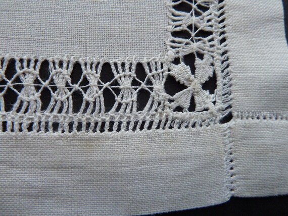 Linen Handkerchief Case, Needle Lace, Drawn Work … - image 4