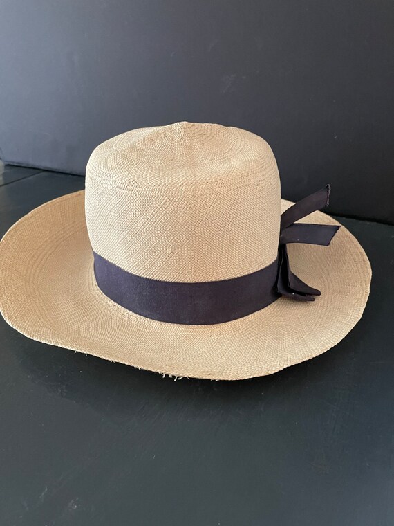 Ladies Vintage Panama Straw Hat, Hand Woven Optim… - image 8