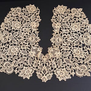 Antique Point de Venise Lace Capelet, Ivory Bridal Collar, Schiffli Floral Motifs image 13