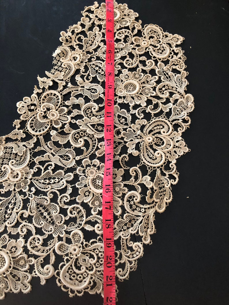 Antique Point de Venise Lace Capelet, Ivory Bridal Collar, Schiffli Floral Motifs image 10