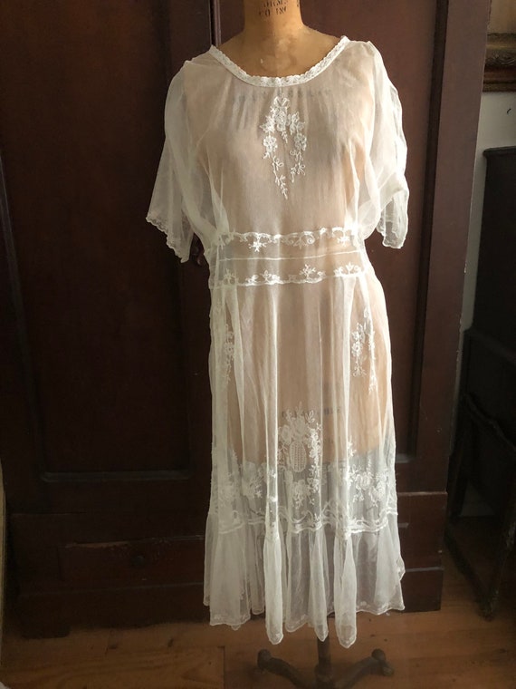 Tulle Net Overdress XL Tambour Lace, Bridal Garden