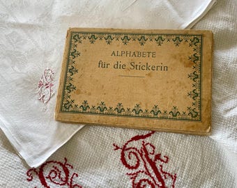 Antique Bibliothek D.M.C. "Alphabete für die Stickerin" by Thérèse de Dillmont, German Embroidery Pattern Book, c.1900