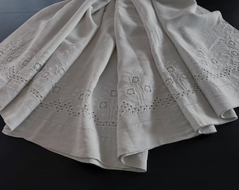 Antique Norwegian Hardanger Whitework Sheet and Pillow Sham, Heirloom Bridal Linen Textile