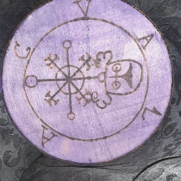 Volac Sigil Wood burned Altar Tile:Valac,Valek,president of hell, demon, goetia, Satanism, luciferian