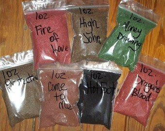 Self Igniting Powder incense 1 oz : Choose from Money Drawing, Come to Me, Protection, High John, Fire of Love, Dragons Blood,Hot Foot