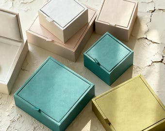 Personalized Velvet Jewelry Boxes – Custom Logo Ring, Necklace & Earring Gift Packaging Set