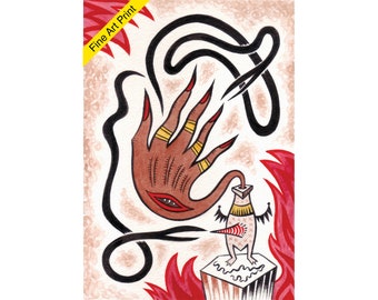 Worm Hand - Signed Digital Print by Treiops Treyfid