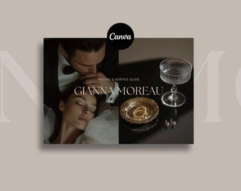 Moderne Hochzeitsfotografie Ratgeber Vorlage | Bearbeitbare Canva Services & Investition Kundenbroschüre
