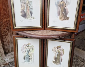 Set of 4 vintage La Gazette Mode de Paris prints