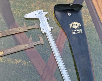 Lot of 3 vintage industrial calipers – Matsui Japan 20 cm + Tullio Giusi S.p.A. – vintage measuring instruments
