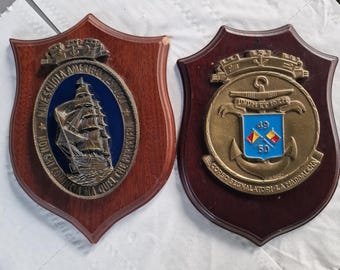 Pair of Original Italian Navy Naval Coats of Arms – Amerigo Vespucci & La Maddalena Signal Corps (1949–1950)
