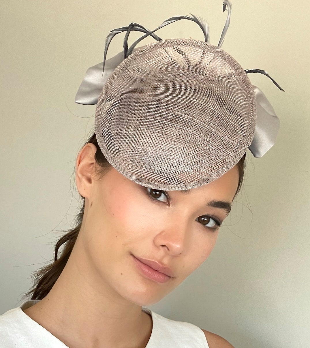 Kentucky Derby Hat, Gray Wedding Hat, Ladies Gray Derby Hat, Royal