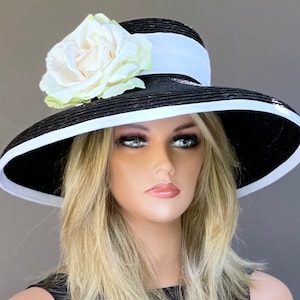 Kentucky Derby Hat, Wedding hat, Church hat, formal hat, Garden Party Hat, Audrey Hepburn Hat, Wide Brim Hat,