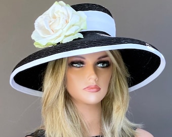 Kentucky Derby Hat, Wedding hat, Church hat, formal hat, Garden Party Hat, Audrey Hepburn Hat, Wide Brim Hat,