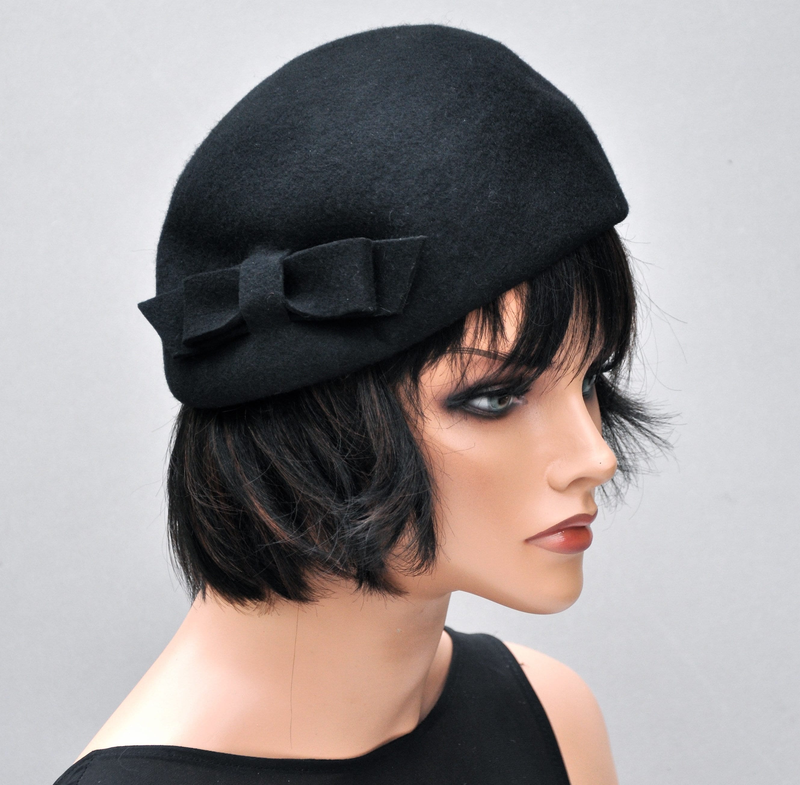 Fascinator Cocktail Hat, Women's Black Hat, Ladies Black Hat, Formal ...