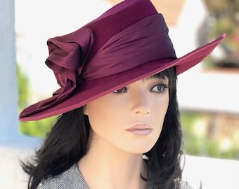 Burgundy 100% Wool Felt Women\'s Fancy Hat Source Unknown | Accessories | Burgundy 0 Wool Felt Womens  main image 3